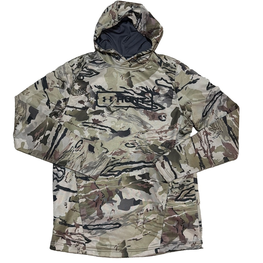 Under Armour Tech Terry Hunt Camo Hoodie Men's M 1325603-999 Pullover Loose